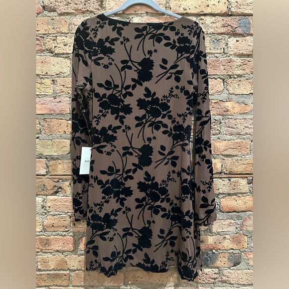 Bohme - Alex Floral Mini Dress - Size L - Brown Dress with Black Detail - NWT - Picture 3 of 3